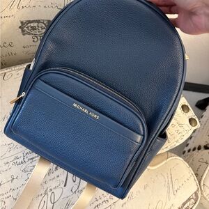 Michael Kors Deep Blue Pebbled Leather Backpack